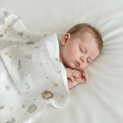 Unisex Yenidoğan Bebek %100 Pamuklu Desenli Çok Amaçlı Müslin Battaniye